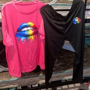 Colorful Lip Print Women's Jumpsuit